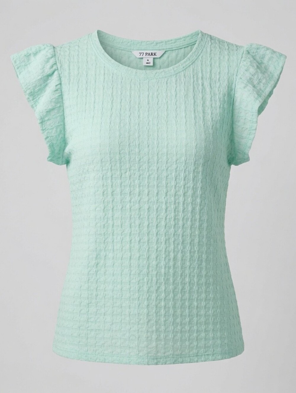 Mint Green Textured Flutter Sleeve Blouse